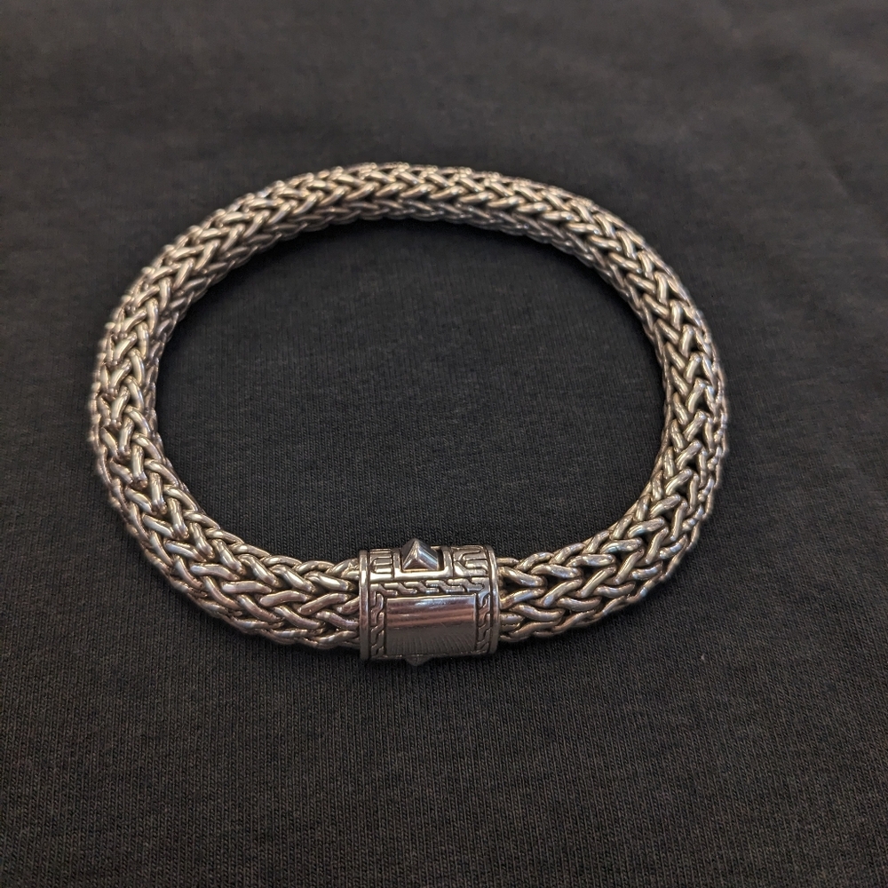 John Hardy Silver Braided Chain Bracelet